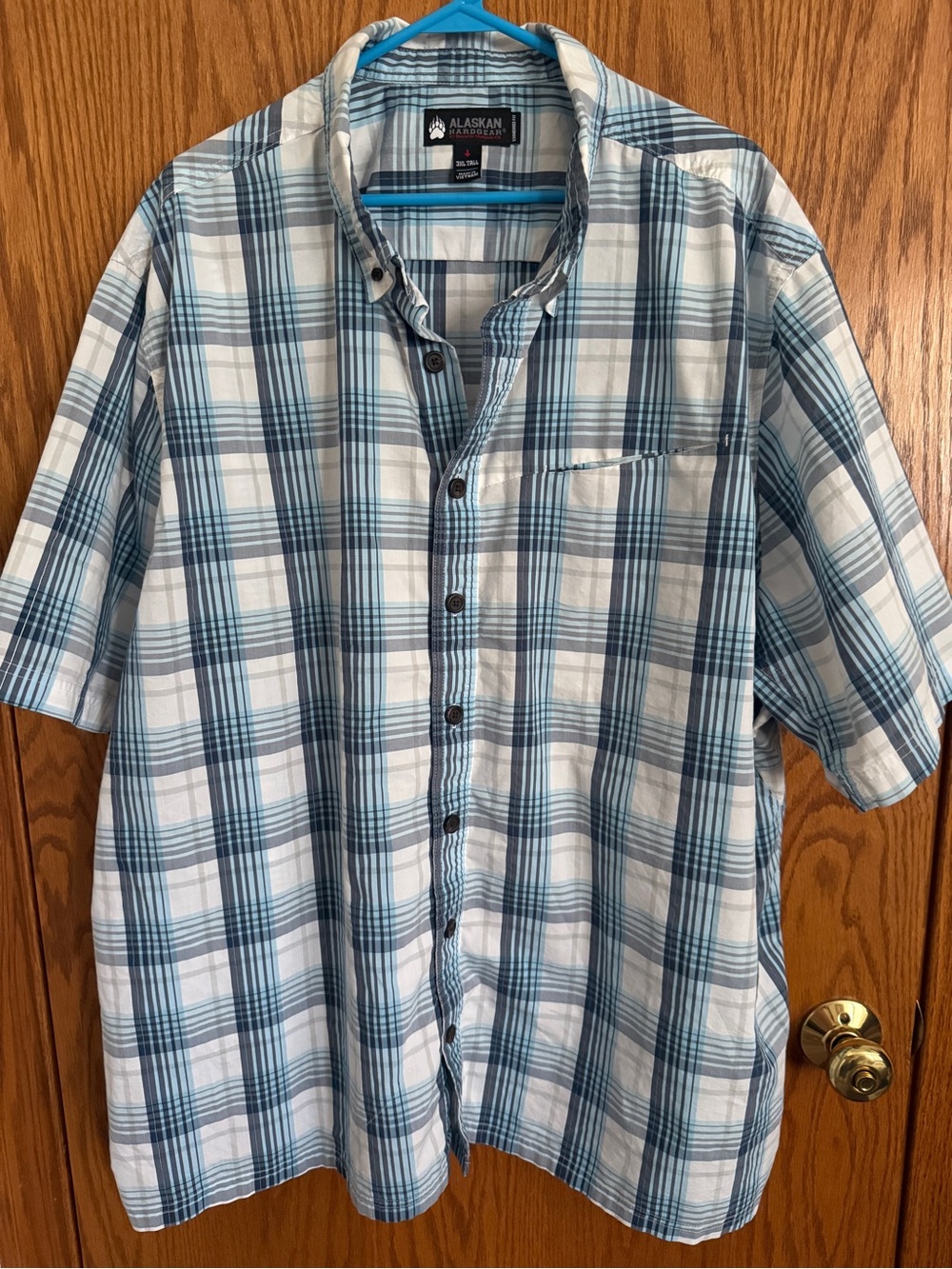 Alaskan Hardgear Plaid Button Front Shirt Short Sleeves 1 Pocket Men's Size 3XLT
